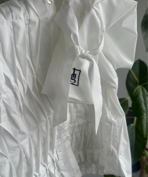 lawgy(ラウジー)の「original logo front design shirt / オリジナルロゴフロントデザインシャツ(シャツ/ブラウス・レディース・ホワイト/ブルー/ライトオレンジ系・FREE)」の7枚目の写真