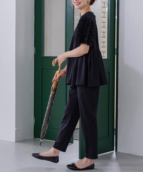 Sono(ソーノ)の「【SONO/ソーノ】【PLUVIOPHILE COL.】フローイングフリルブラウス(Tシャツ/カットソー・レディース・ホワイト/ブラック・F)」の6枚目の写真