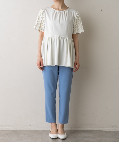 Sono(ソーノ)の「【SONO/ソーノ】【PLUVIOPHILE COL.】フローイングフリルブラウス(Tシャツ/カットソー・レディース・ホワイト/ブラック・F)」の11枚目の写真