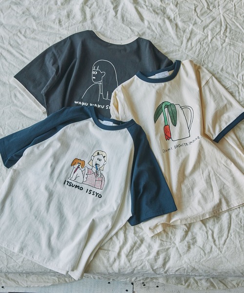 【美品】Koala Momo 長袖シャツ 絵画 アート 女の子のイラスト刺繍デザインが目を惹くロンT✨️ │パパス