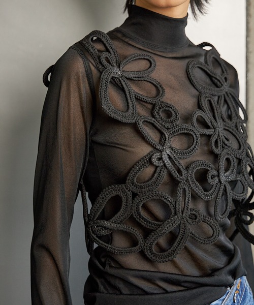 RUMCHE（ラムシェ）の「Flower Bond Yarn Harness / フラワーボンドヤーンハーネス（ベスト・レディース・ブラック・FREE）」の8枚目の写真