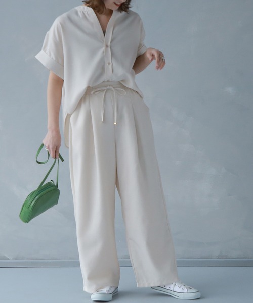 SUNFLOWER EIGHT(サンフラワーエイト)の「リネンライクドロストストレートパンツ(その他パンツ・レディース・オレンジ/グレイッシュベージュ/アイボリー・PS/S/M)」の2枚目の写真