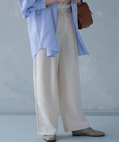 リネンライクドロストストレートパンツ（その他パンツ）｜SUNFLOWER