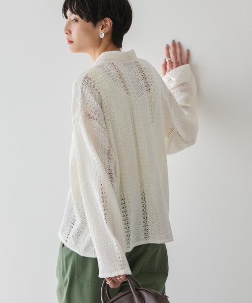 AMERICAN HOLIC（アメリカンホリック）の「Wポケットレースシャツ（シャツ/ブラウス・レディース・オフホワイト/ブラック/ライトイエロー・M/L）」の11枚目の写真