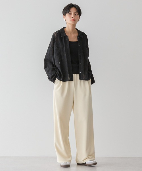 AMERICAN HOLIC（アメリカンホリック）の「Wポケットレースシャツ（シャツ/ブラウス・レディース・オフホワイト/ブラック/ライトイエロー・M/L）」の4枚目の写真