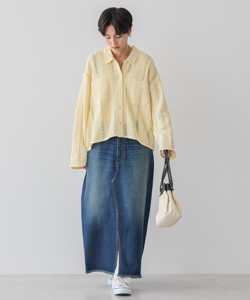 AMERICAN HOLIC（アメリカンホリック）の「Wポケットレースシャツ（シャツ/ブラウス・レディース・オフホワイト/ブラック/ライトイエロー・M/L）」の13枚目の写真