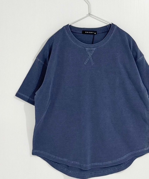 ZI-ON(ジーオン)の「キッズ ピグメント染 オーバーサイズ半袖Tシャツ(Tシャツ/カットソー・キッズ・パープル/ネイビー/チャコールグレー/ダークグリーン/ブラック・120cm/130cm/140cm/150cm/160cm/110cm)」の4枚目の写真