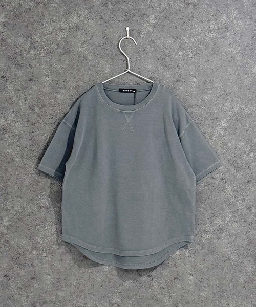 ZI-ON(ジーオン)の「キッズ ピグメント染 オーバーサイズ半袖Tシャツ(Tシャツ/カットソー・キッズ・パープル/ネイビー/チャコールグレー/ダークグリーン/ブラック・120cm/130cm/140cm/150cm/160cm/110cm)」の12枚目の写真