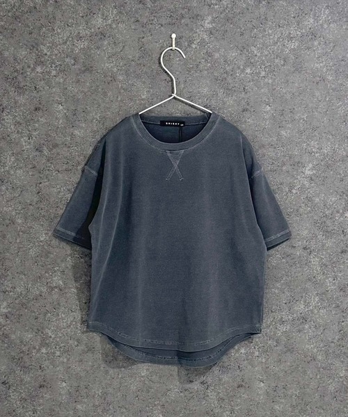 ZI-ON(ジーオン)の「キッズ ピグメント染 オーバーサイズ半袖Tシャツ(Tシャツ/カットソー・キッズ・パープル/ネイビー/チャコールグレー/ダークグリーン/ブラック・120cm/130cm/140cm/150cm/160cm/110cm)」の13枚目の写真