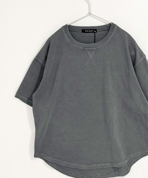 ZI-ON(ジーオン)の「キッズ ピグメント染 オーバーサイズ半袖Tシャツ(Tシャツ/カットソー・キッズ・パープル/ネイビー/チャコールグレー/ダークグリーン/ブラック・120cm/130cm/140cm/150cm/160cm/110cm)」の6枚目の写真