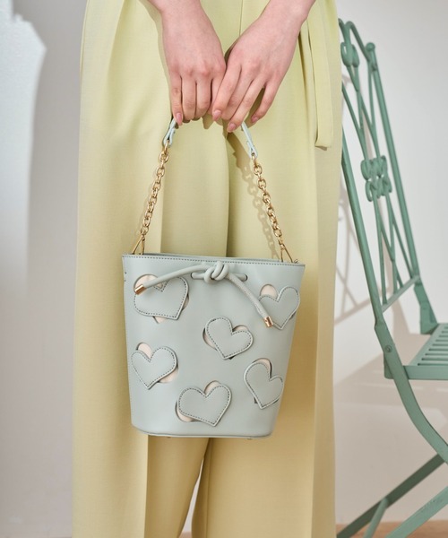 31 Sons de mode（トランテアン　ソン　ドゥ　モード）の「ハートモチーフバケツバッグ（ハンドバッグ・レディース・グリーン/クリーム/ブラック・フリー）」の22枚目の写真