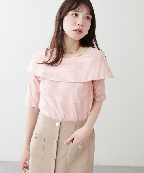 natural couture(ナチュラルクチュール)の「オフショルデザインカットソーTOPS(Tシャツ/カットソー・レディース・ネイビー/ミント/その他1/その他2/その他3/オフホワイト・FREE)」の5枚目の写真
