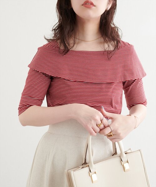 オフショルデザインカットソーTOPS（Tシャツ/カットソー