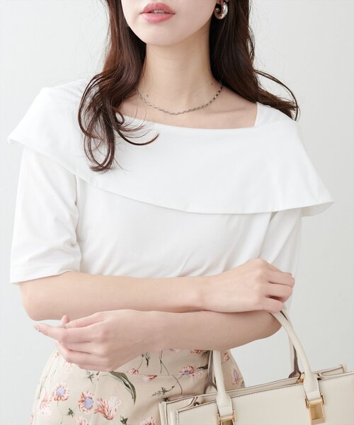 natural couture(ナチュラルクチュール)の「オフショルデザインカットソーTOPS(Tシャツ/カットソー・レディース・ネイビー/ミント/その他1/その他2/その他3/オフホワイト・FREE)」の9枚目の写真