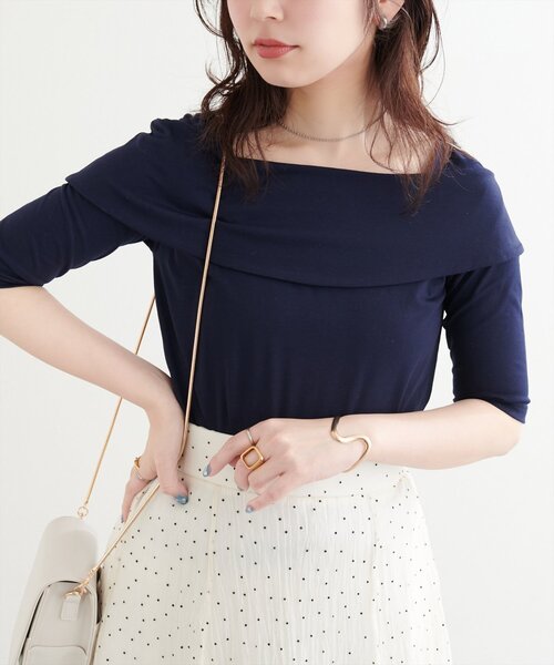 natural couture(ナチュラルクチュール)の「オフショルデザインカットソーTOPS(Tシャツ/カットソー・レディース・ネイビー/ミント/その他1/その他2/その他3/オフホワイト・FREE)」の20枚目の写真
