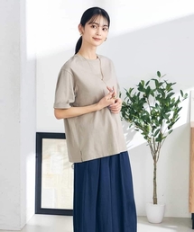 【接触冷感/UVカット/コットン100%/10色展開】ロールアップハーフスリーブTシャツ