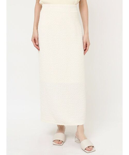 LAGUNAMOON（ラグナムーン）の「シャーリングジャガードIラインスカート（スカート・レディース・アイボリー/ブラック・SMALL/MEDIUM）」の6枚目の写真