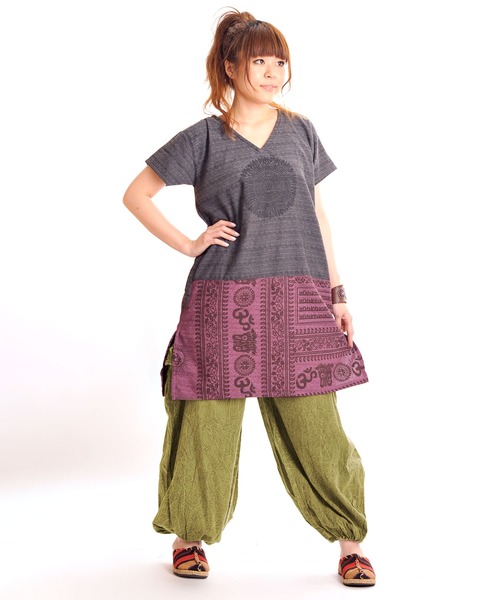 MARAI(マーライ)の「ストーンウォッシュサイドポケットアラジンパンツ(その他パンツ・レディース・パープル系/カーキ/ブルー/ブラウン/グリーン系/レッド・FREE)」の8枚目の写真