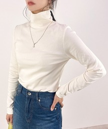 【首周りを優しくカバー】コットン100%タートルネック長袖Tシャツ