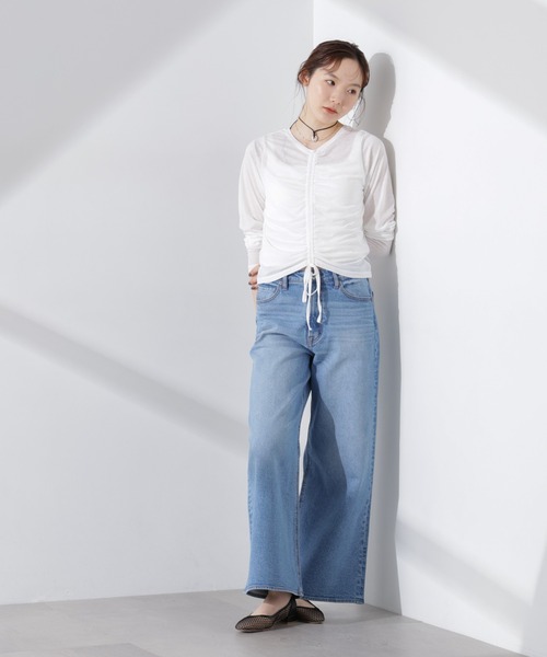セール】前後2wayフロントシャーリングトップス（Tシャツ/カットソー