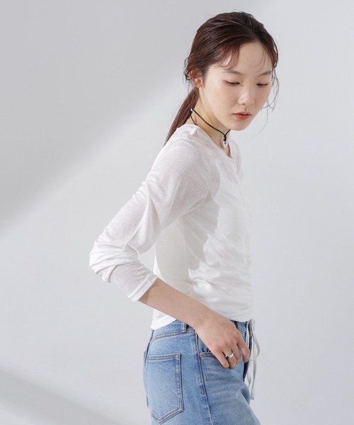 シャーリングTwisty2wayトップス（オフホワイト） TANAKA - シャーリングトップス (ホワイト) OPOC SHIRRING TOP