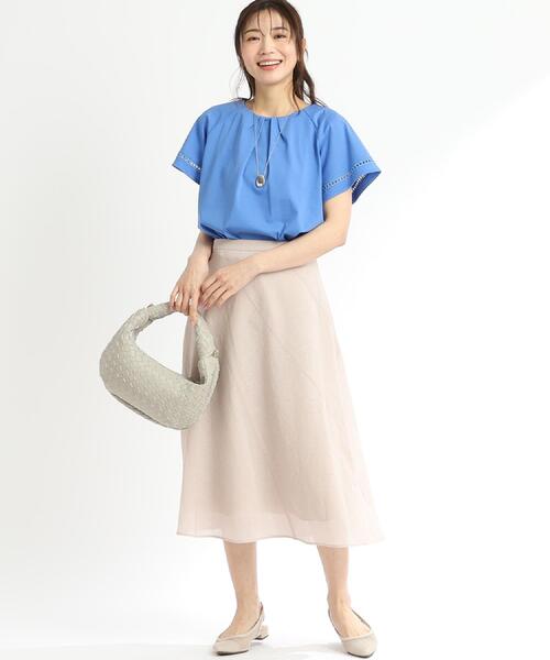 【夏SALE／UVカット／接触冷感／手洗い可】フレアースリーブカットソー 夏SALE／UVカット／接触冷感／手洗い可】フレアースリーブ