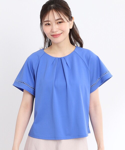 【夏SALE／UVカット／接触冷感／手洗い可】フレアースリーブカットソー 夏SALE／UVカット／接触冷感／手洗い可】フレアースリーブ