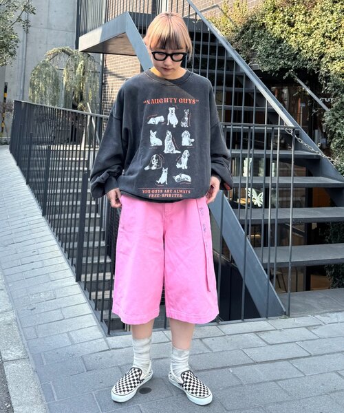 SOUNDSGOOOOD（サウンズグッド）の「【SOUNDS GOOOOD / サウンズグッド】デニムベルテッドショーツ（デニムパンツ・メンズ・ピンク/パープル/ブラック・ONE SIZE）」の5枚目の写真