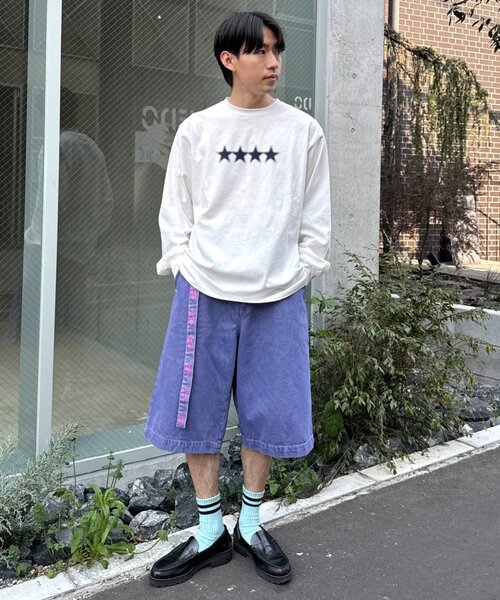 SOUNDSGOOOOD（サウンズグッド）の「【SOUNDS GOOOOD / サウンズグッド】デニムベルテッドショーツ（デニムパンツ・メンズ・ピンク/パープル/ブラック・ONE SIZE）」の6枚目の写真