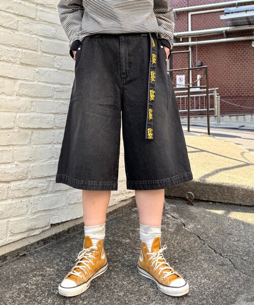 SOUNDSGOOOOD（サウンズグッド）の「【SOUNDS GOOOOD / サウンズグッド】デニムベルテッドショーツ（デニムパンツ・メンズ・ピンク/パープル/ブラック・ONE SIZE）」の7枚目の写真