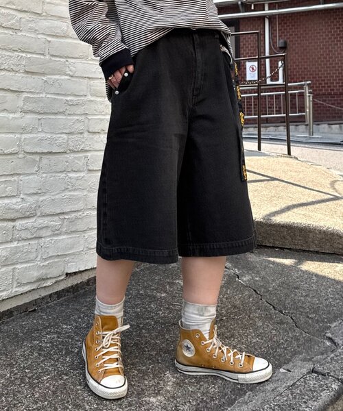 SOUNDSGOOOOD（サウンズグッド）の「【SOUNDS GOOOOD / サウンズグッド】デニムベルテッドショーツ（デニムパンツ・メンズ・ピンク/パープル/ブラック・ONE SIZE）」の8枚目の写真