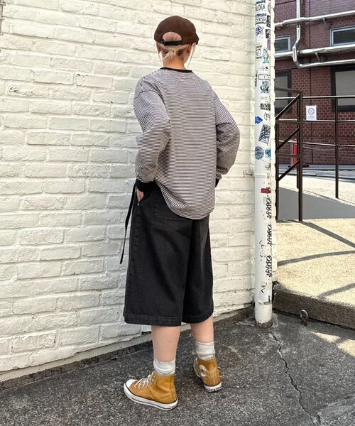 SOUNDSGOOOOD（サウンズグッド）の「【SOUNDS GOOOOD / サウンズグッド】デニムベルテッドショーツ（デニムパンツ・メンズ・ピンク/パープル/ブラック・ONE SIZE）」の10枚目の写真