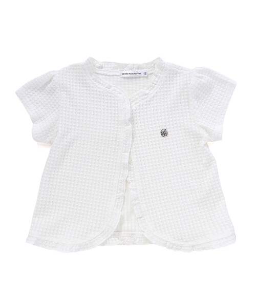 BeBe Petits Pois Vert(ベベプチポワヴェール)の「【店舗限定】格子編みカットソーフリル半袖ボレロ(95~150cm)(カーディガン/ボレロ・キッズ・ホワイト/ブラック・110cm/120cm/130cm/100cm/150cm/140cm)」の13枚目の写真
