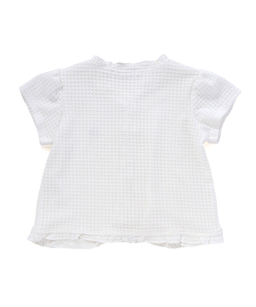 BeBe Petits Pois Vert(ベベプチポワヴェール)の「【店舗限定】格子編みカットソーフリル半袖ボレロ(95~150cm)(カーディガン/ボレロ・キッズ・ホワイト/ブラック・110cm/120cm/130cm/100cm/150cm/140cm)」の14枚目の写真