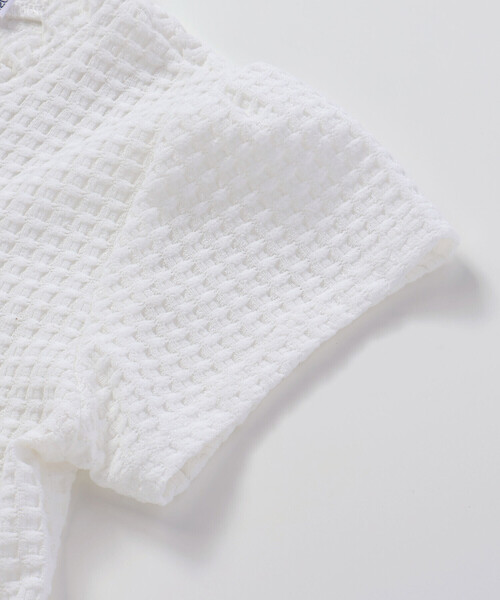 BeBe Petits Pois Vert(ベベプチポワヴェール)の「【店舗限定】格子編みカットソーフリル半袖ボレロ(95~150cm)(カーディガン/ボレロ・キッズ・ホワイト/ブラック・110cm/120cm/130cm/100cm/150cm/140cm)」の17枚目の写真