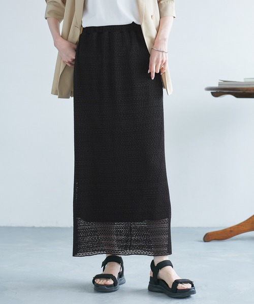 ROPE' PICNIC(ロペピクニック)の「レースアイラインスカート(スカート・レディース・ブラック/ホワイト・38)」の2枚目の写真