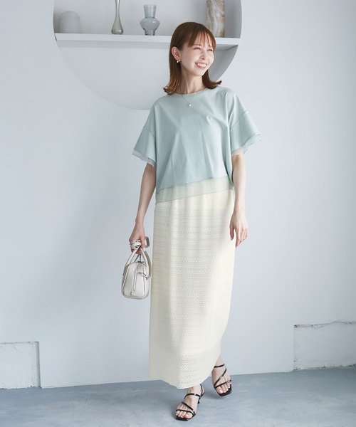 ROPE' PICNIC(ロペピクニック)の「レースアイラインスカート(スカート・レディース・ブラック/ホワイト・38)」の6枚目の写真