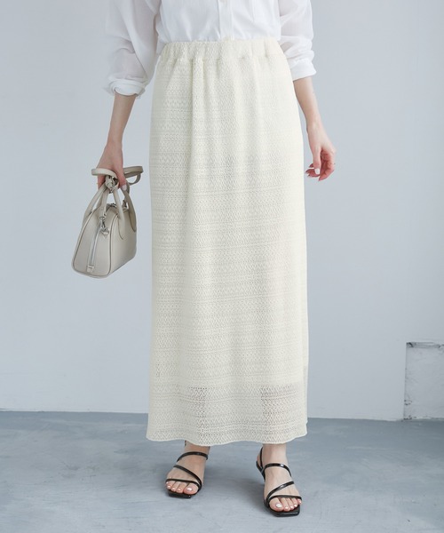 ROPE' PICNIC(ロペピクニック)の「レースアイラインスカート(スカート・レディース・ブラック/ホワイト・38)」の7枚目の写真