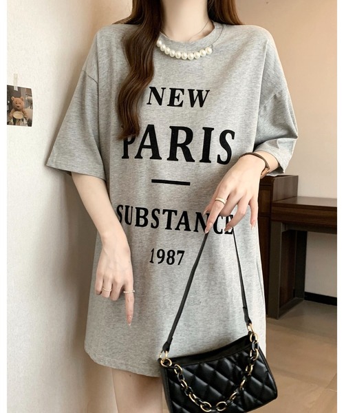 FUNdaysion(ファンデイション)の「パール付きプリントルーズTシャツ(Tシャツ/カットソー・レディース・グレー/ホワイト/ブラック・M)」の22枚目の写真