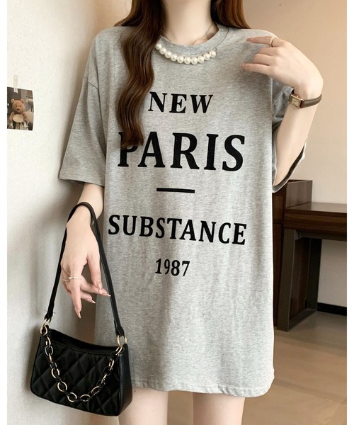 FUNdaysion(ファンデイション)の「パール付きプリントルーズTシャツ(Tシャツ/カットソー・レディース・グレー/ホワイト/ブラック・M)」の20枚目の写真