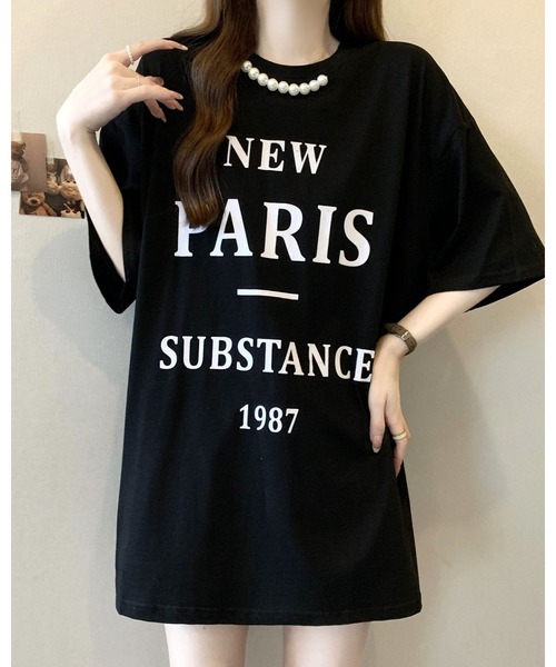 FUNdaysion(ファンデイション)の「パール付きプリントルーズTシャツ(Tシャツ/カットソー・レディース・グレー/ホワイト/ブラック・M)」の18枚目の写真