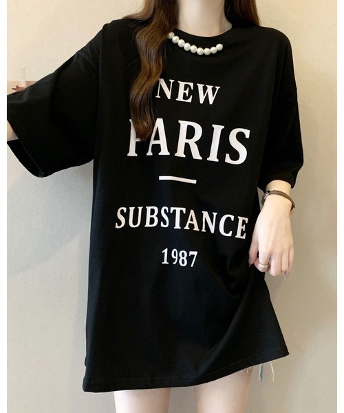 FUNdaysion(ファンデイション)の「パール付きプリントルーズTシャツ(Tシャツ/カットソー・レディース・グレー/ホワイト/ブラック・M)」の16枚目の写真