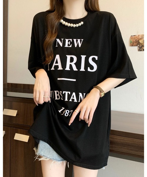 FUNdaysion(ファンデイション)の「パール付きプリントルーズTシャツ(Tシャツ/カットソー・レディース・グレー/ホワイト/ブラック・M)」の15枚目の写真