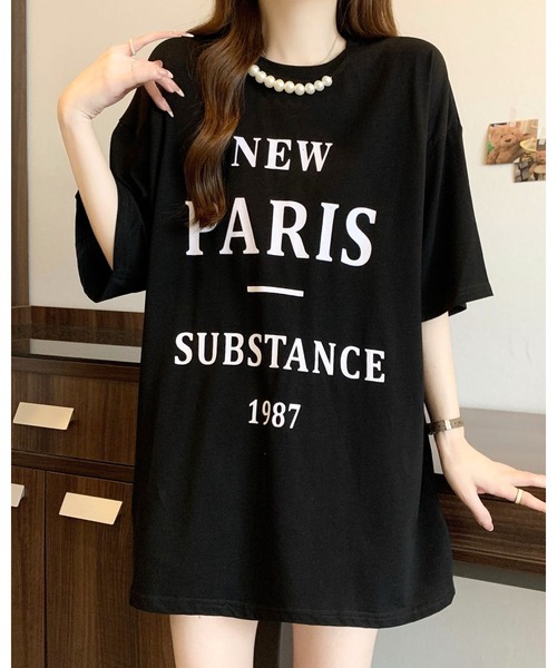 FUNdaysion(ファンデイション)の「パール付きプリントルーズTシャツ(Tシャツ/カットソー・レディース・グレー/ホワイト/ブラック・M)」の14枚目の写真