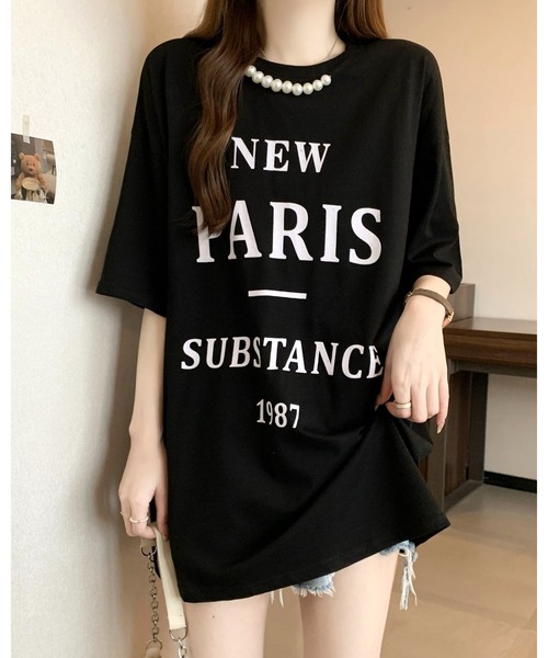 FUNdaysion(ファンデイション)の「パール付きプリントルーズTシャツ(Tシャツ/カットソー・レディース・グレー/ホワイト/ブラック・M)」の13枚目の写真