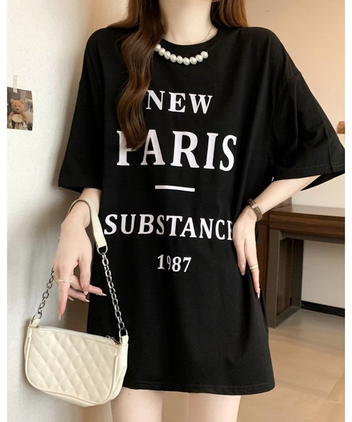 FUNdaysion(ファンデイション)の「パール付きプリントルーズTシャツ(Tシャツ/カットソー・レディース・グレー/ホワイト/ブラック・M)」の12枚目の写真