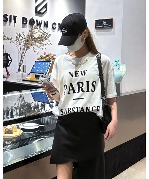 FUNdaysion(ファンデイション)の「パール付きプリントルーズTシャツ(Tシャツ/カットソー・レディース・グレー/ホワイト/ブラック・M)」の11枚目の写真