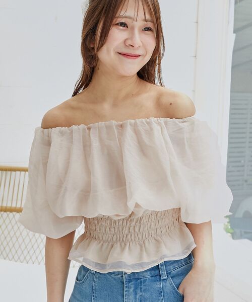 MAJESTIC LEGON(マジェスティックレゴン)の「前後2wayバルーン袖ブラウス(シャツ/ブラウス・レディース・ピンク/ブルー/ホワイト系その他/ホワイト系その他2・MEDIUM)」の4枚目の写真