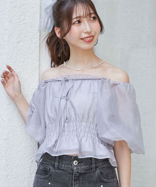 MAJESTIC LEGON(マジェスティックレゴン)の「前後2wayバルーン袖ブラウス(シャツ/ブラウス・レディース・ピンク/ブルー/ホワイト系その他/ホワイト系その他2・MEDIUM)」の3枚目の写真