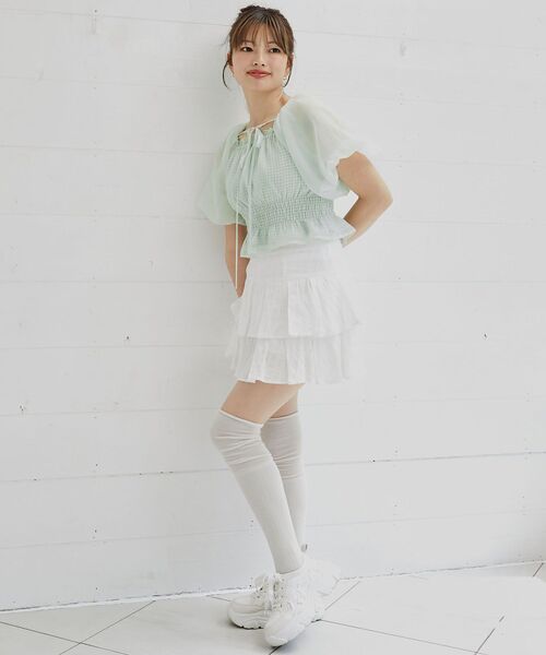 MAJESTIC LEGON(マジェスティックレゴン)の「前後2wayバルーン袖ブラウス(シャツ/ブラウス・レディース・ピンク/ブルー/ホワイト系その他/ホワイト系その他2・MEDIUM)」の6枚目の写真